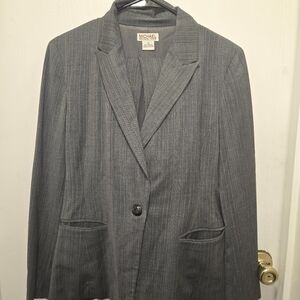 MICHAEL KORS Women's Gray Pin STRIPED PANT BLAZER/JACKET SUIT SET  SIZE 10